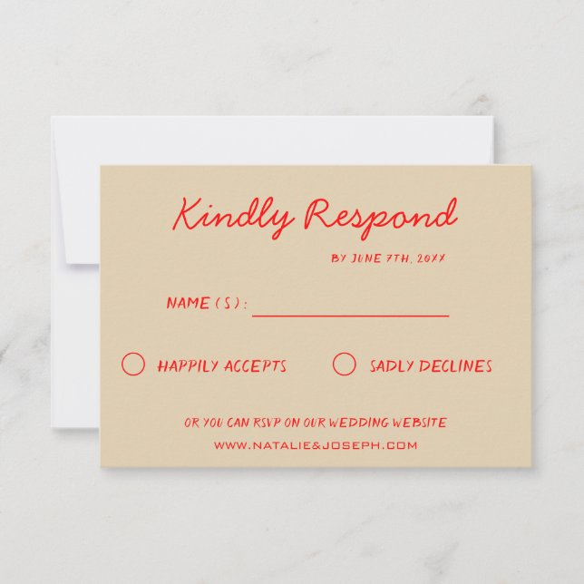 Cartão RSVP Vermelho Brilhante Colorido Retro Divertido Funky  (Frente)