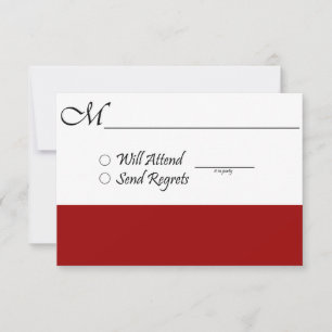 Cartão RSVP Vermelho para Casamento ou Formatura