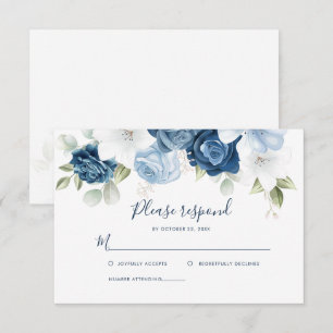 Cartão RSVP Verniz Azul Floral Cinzento Botânico