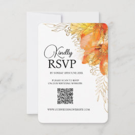 Cartão RSVP Verona Sunset Watercolor Floral QRcode Wedding
