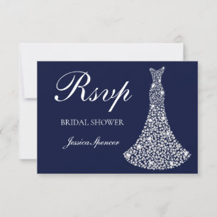 Cartão RSVP Vestido Brilho Branco Aniversário / Confirmação Pr