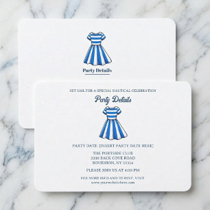 Cartão RSVP Vestido de Marinheiro Azul Naval e Branco para Fes