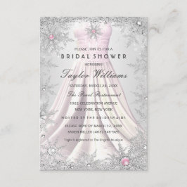 Cartão RSVP Vestido de Noiva Pink Silver Jewel Floco de Neve B
