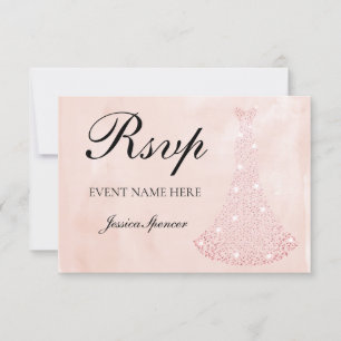 Cartão RSVP Vestido Rosa Dourado Rosa todos os Aniversários /