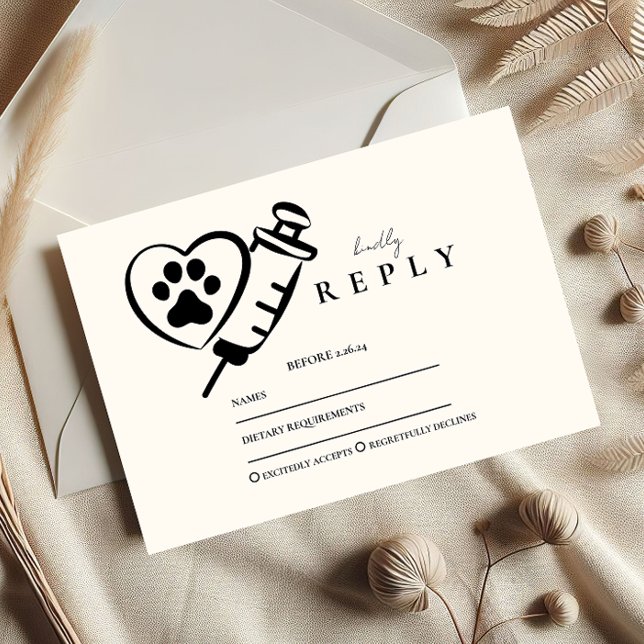 Cartão RSVP Veterinary Medicine Paw Graduation Party (Criador carregado)