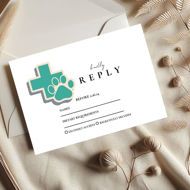 Cartão RSVP Veterinary School Paw Graduation Party (Criador carregado)