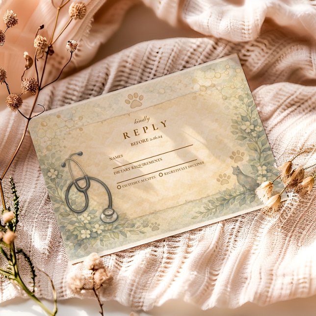 Cartão RSVP Veterinary White Coat Graduation Party (Criador carregado)