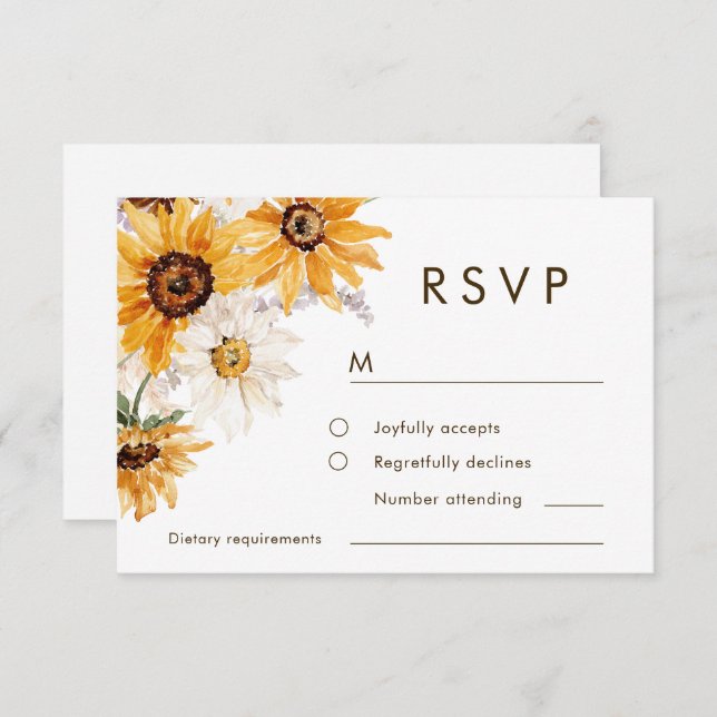 Cartão RSVP Vibrant Bold Sunshine Floral Wedding (Frente/Verso)