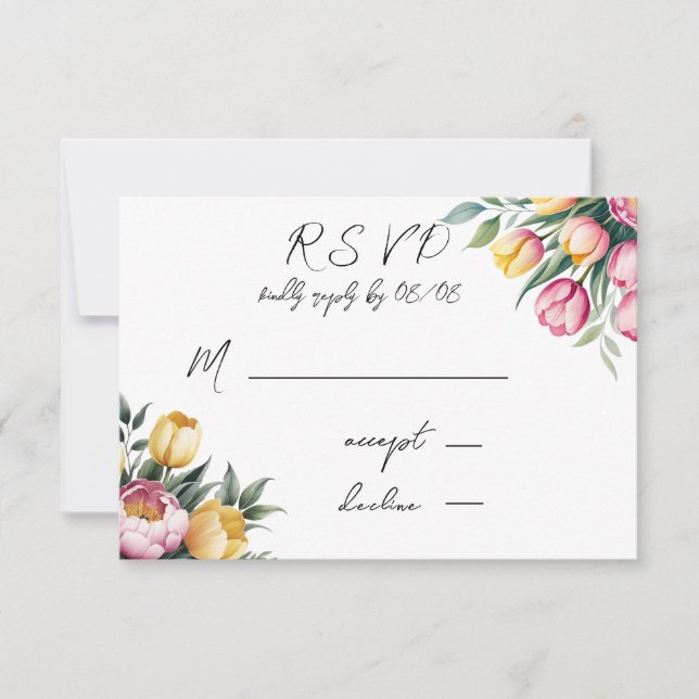 Cartão RSVP Vibrant Floral Harmony Wedding (Frente)