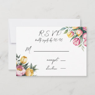 Cartão RSVP Vibrant Floral Harmony Wedding