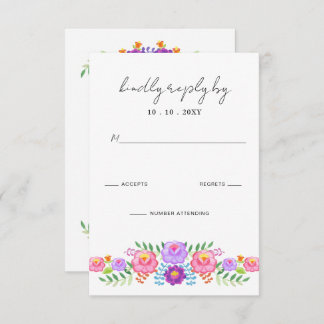 Cartão RSVP Vibrant Mexican Floral Fiesta Wedding