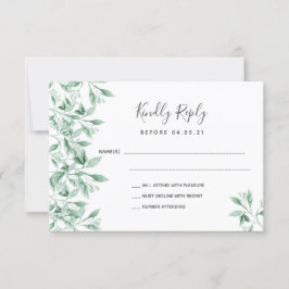 Cartão RSVP Vice-presidente botânico branco verde-casamento