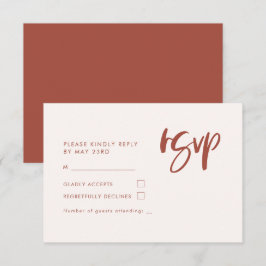 Cartão RSVP Vice-presidente do casamento rosa-neve moderno ele