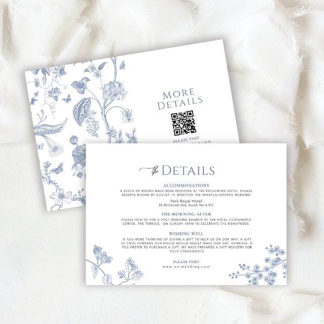 Cartão RSVP VICTORIA Regency Blue French Garden Details Card (Criador carregado)