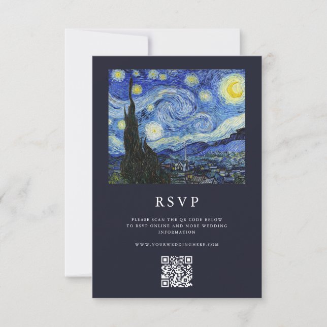 Cartão RSVP Vincent Van Gogh Starry Night Weding (Frente)