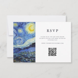 Cartão RSVP Vincent Van Gogh Starry Night Weding