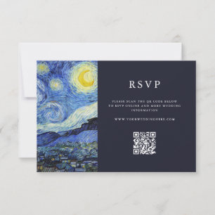 Cartão RSVP Vincent Van Gogh Starry Night Weding
