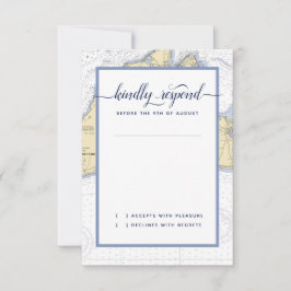 Cartão RSVP Vineyard do Casamento Náutico Formal de Martha