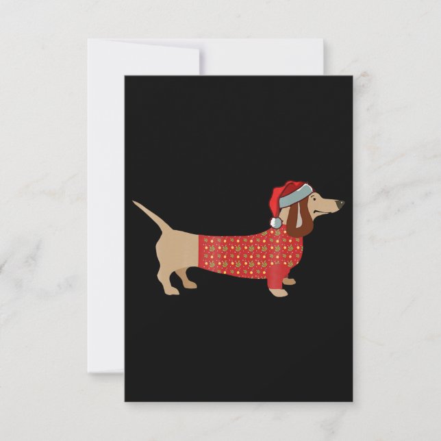 Cartão RSVP Vinho De Natal Dachshund Doxie Em Cão (Frente)