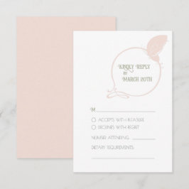 Cartão RSVP Vintage Art Nouveau Blush Borboleta Rosa Casamento