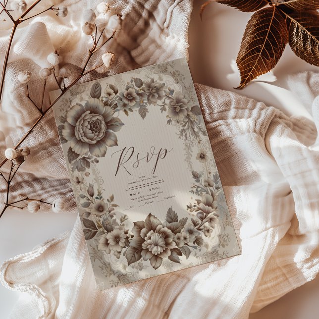 Cartão RSVP Vintage Art Nouveau Wedding (Criador carregado)