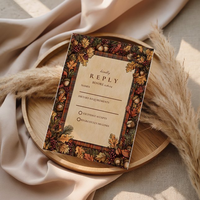 Cartão RSVP Vintage Autumn Woodland Romance (Criador carregado)