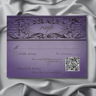 Cartão RSVP Vintage Bat Até Casamento Púrpura Da Morte