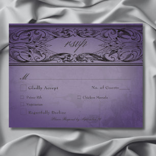 Cartão RSVP Vintage Bat Até Casamento Púrpura Da Morte