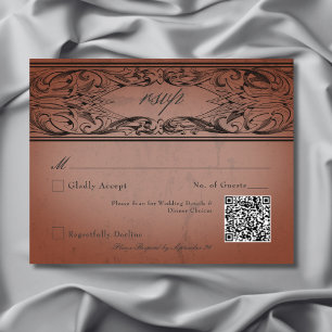 Cartão RSVP Vintage Bat até Death Rust Casamento QR Code