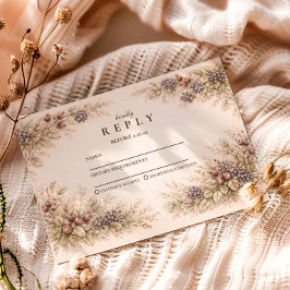 Cartão RSVP Vintage Berry Botanical Graduation Party