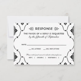 Cartão RSVP Vintage Black and White Art Deco Weding