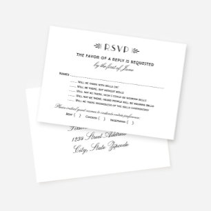 Cartão RSVP Vintage Black Art Deco Casamento Engraçado Com Sin