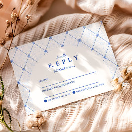 Cartão RSVP Vintage Blue Floral Garden Graduation Party