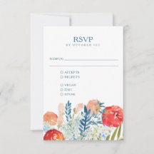 Vintage Blue Watercolor Floral Boho Casamento