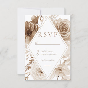 Cartão RSVP Vintage Boho Floral Frame Wedding