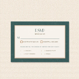 Cartão RSVP Vintage Coastal Sunset Nautical Deco Wedding Meal