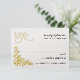 Cartão RSVP Vintage Dourada