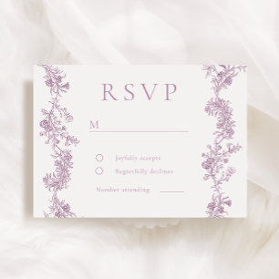 Cartão RSVP Vintage Elegance: Dusty Rosa Blush Casamento Flora