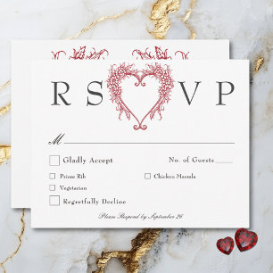 Cartão RSVP Vintage Elegant Chinoiserie Floral Heart Wedding