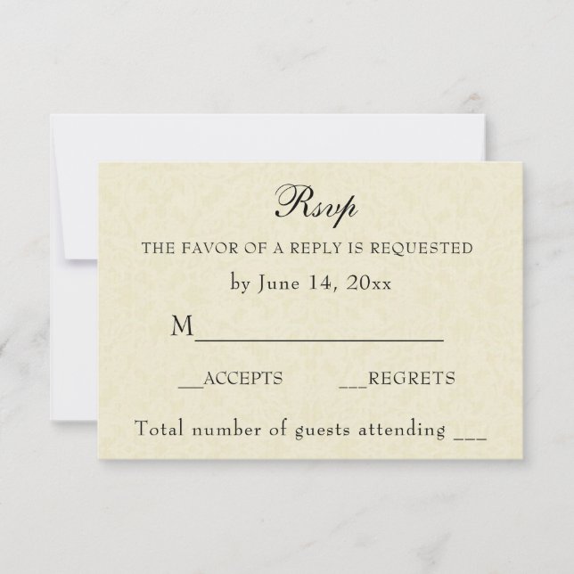 Cartão RSVP Vintage Elegant Ecru Lace Casamento Simples (Frente)