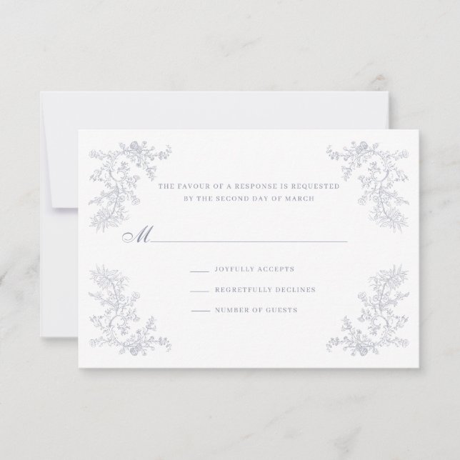 Cartão RSVP Vintage Floral Chinoiserie Frame Weding (Frente)