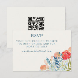 Cartão RSVP Vintage Florals Boho Website de Casamento Código Q