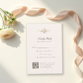 Cartão RSVP Vintage Garden Ethereal Blush Floral Wedding QR