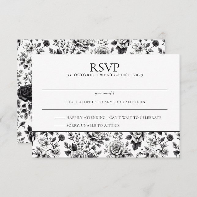 Cartão RSVP Vintage Glam Floral (Frente/Verso)