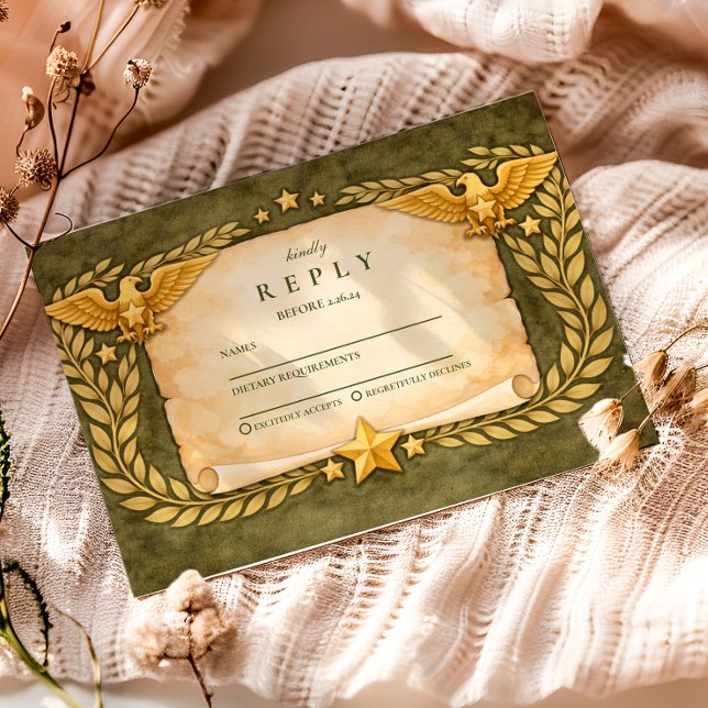 Cartão RSVP Vintage Military Graduation Party (Criador carregado)