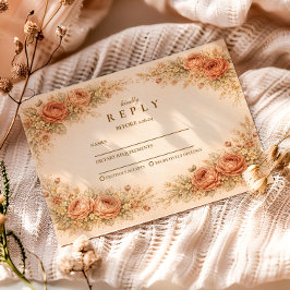 Cartão RSVP Vintage Peach Rose Graduation Party