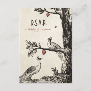 Cartão RSVP Vintage Peacocks na Árvore do Amor