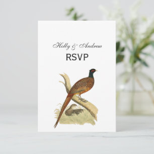 Cartão RSVP Vintage Pheasant na Cor de Desenho da Pássaro do B