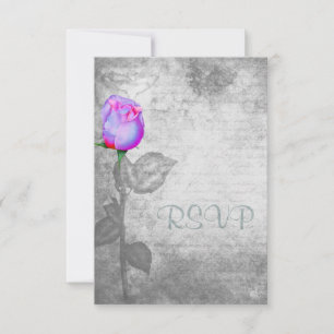 Cartão RSVP Vintage Purple Rosebud Wedd