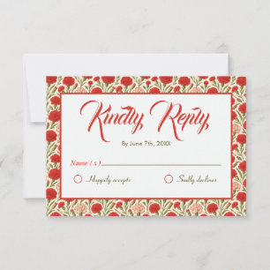 Cartão RSVP Vintage Red Carnação Flowers Casamento